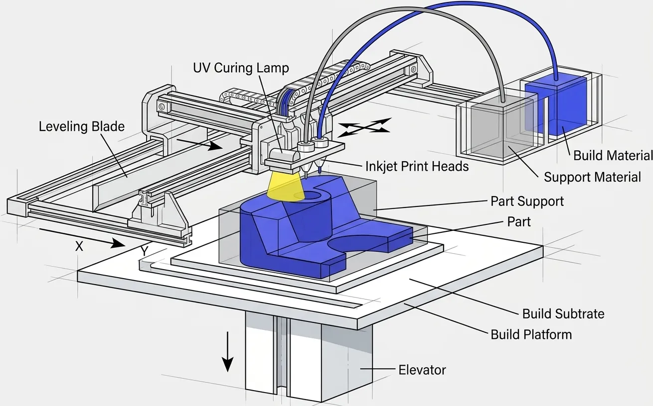 material jetting schematic